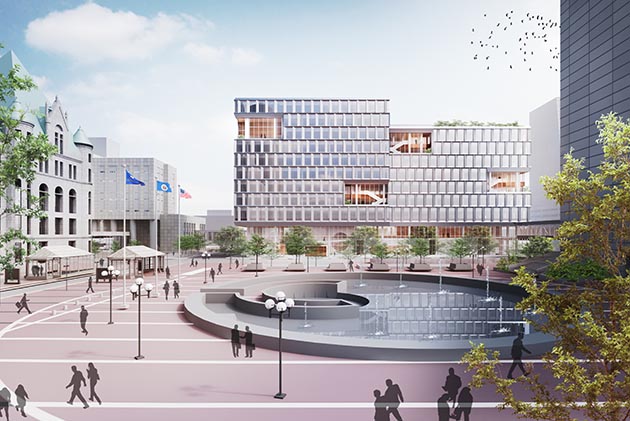 This image has an empty alt attribute; its file name is city-of-mpls-new-public-service-bldg_plaza-viewweb.jpg